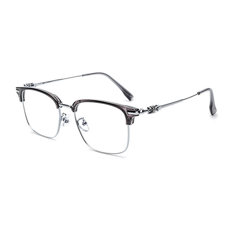Spykay™ EG26924 Retro Gothic Cross Unisex Square Frame Anti-blue Light Browline Glasses - Grey - image 3