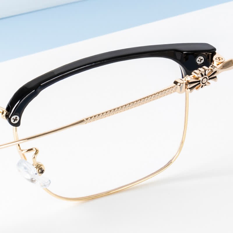 Spykay™ EG26924 Retro Gothic Cross Unisex Square Frame Anti-blue Light Browline Glasses - image 17