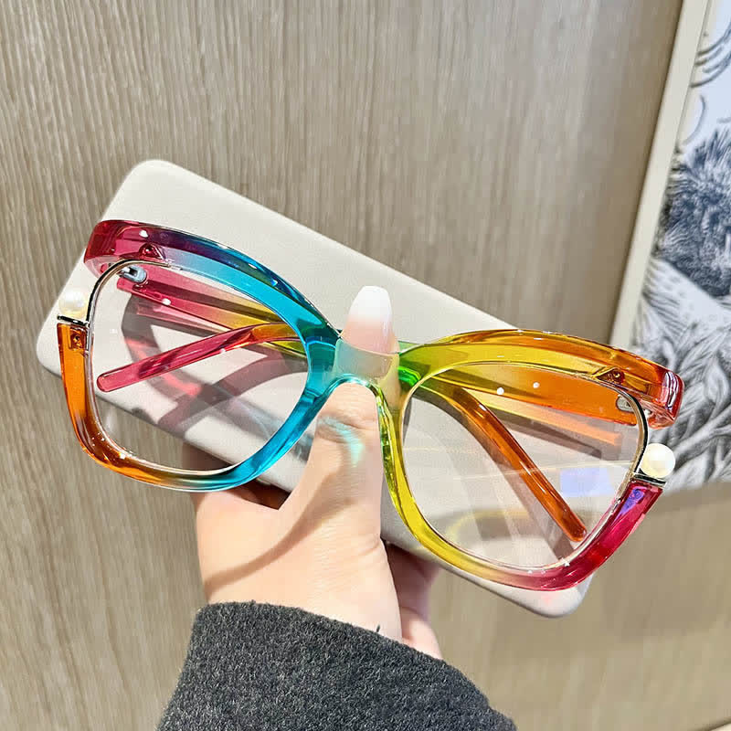 Spykay™ EG26758 Anti-blue Light Pearl Decor Irregular Oversized Eyeglasses - image 4