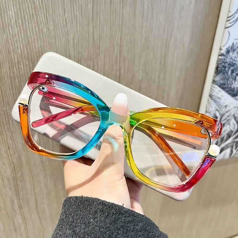 Spykay™ EG26758 Anti-blue Light Pearl Decor Irregular Oversized Eyeglasses - image 4
