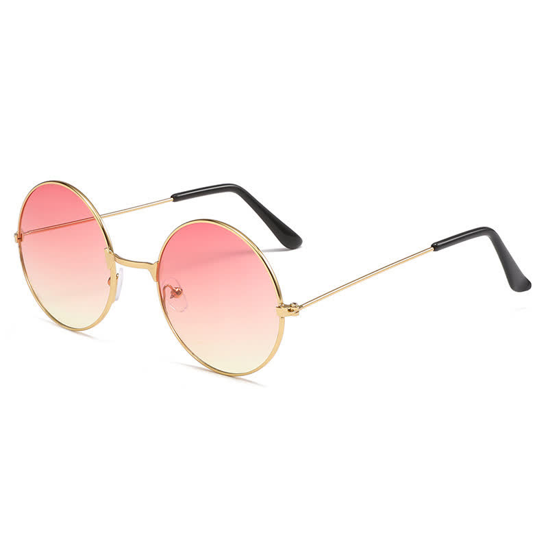 Spykay™ SG61008 Retro Round Frame Metal Sunglasses for Women Men - Ombre Light Pink - image 18