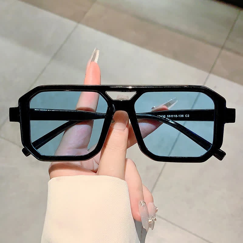 Spykay™ SG60742 Double Bridges Geometric Frame Driving Sunglasses - Black/Blue - image 1
