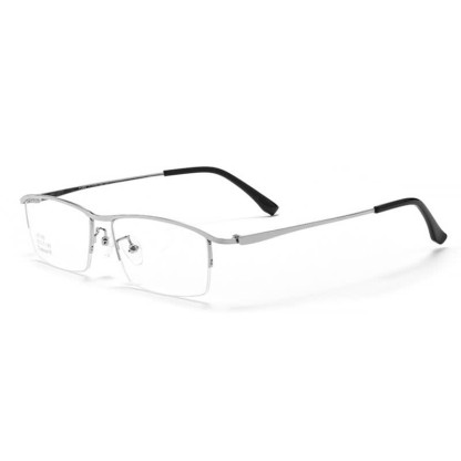 Spykay™ EG26842 Simple Semi-Rimless Titanium Rectangle Frame Anti-blue Light Glasses - Silver - image 8