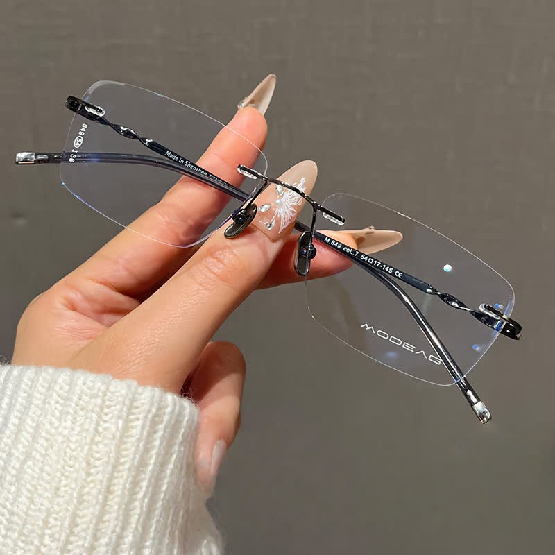 Spykay™ EG26863 Rectangle Titanium Frame Anti-blue Light Hipster Rimless Lightweight Glasses - Dark Grey - image 5