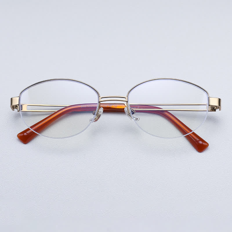 Spykay™ EG26704 Oval Titanium Frame Hollow-out Temples Anti-blue Light Fashion Glasses