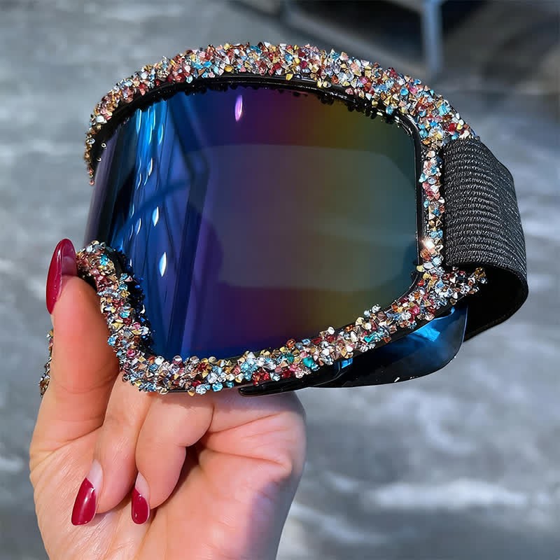 Spykay™ SG61047 Full Rhinestone Decor Unisex Windproof Motorcycle Goggle, Ski Goggles For Outdoor Activities - image 2