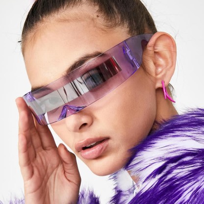 Spykay™ SG60721 Unisex Rectangle One-piece Frames Y2K Cyberpunk Sunglasses - Purple - image 22