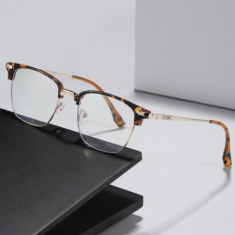 Spykay™ EG26833 Semi-Rimless Retro Square Frame Anti-blue Light Browline Glasses - image 14