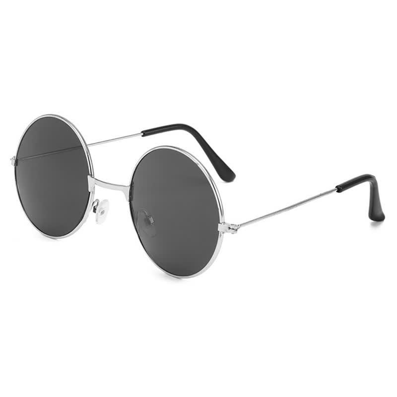 Spykay™ SG61008 Retro Round Frame Metal Sunglasses for Women Men - Silver/Grey - image 32
