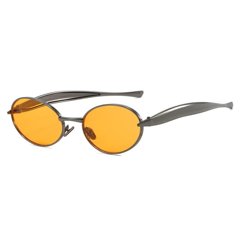 Spykay™ SG61050 Unisex Vintage Oval Frame Sunglasses - Grey/Orange - image 27