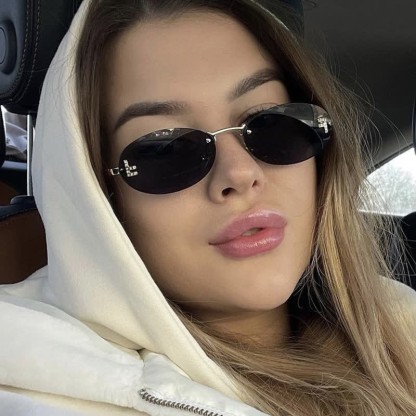 Spykay™ SG60701 'F' Design Oval Frames Rimless Sunglasses