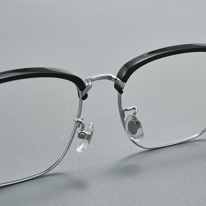 Spykay™ EG26934 Square Titanium Frame Anti-blue Light Browline Chrome Heart Glasses - image 10