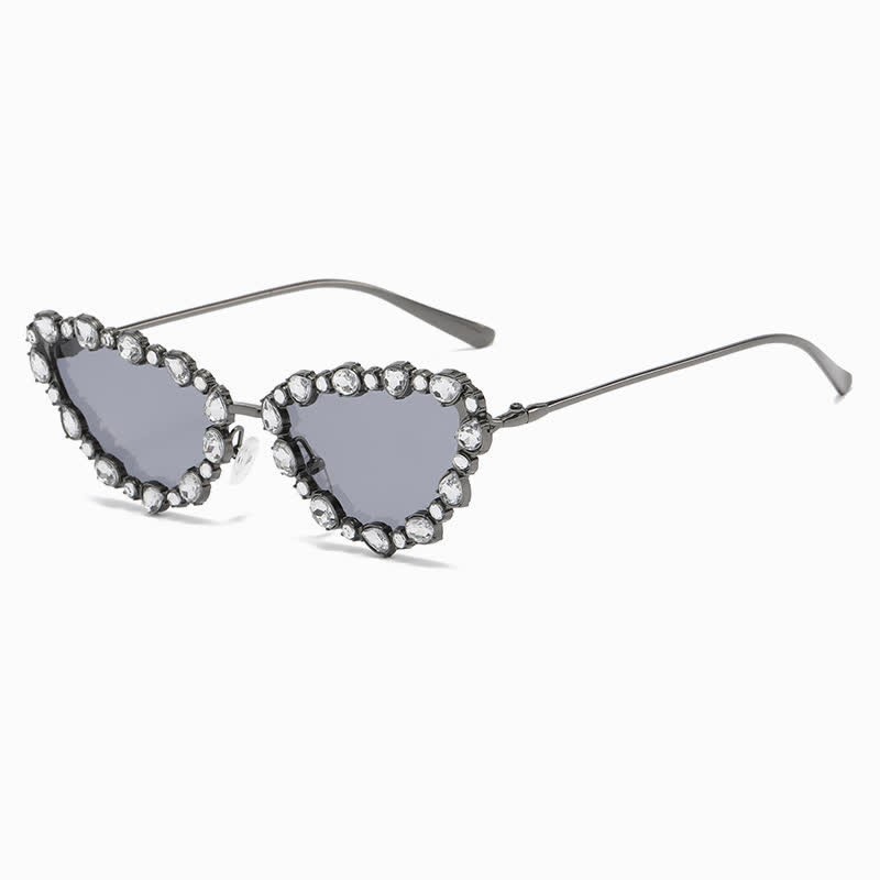 Spykay™ SG60894 Vintage-Retro Rhinestone Decor Cat-Eye Oversized Sunglasses