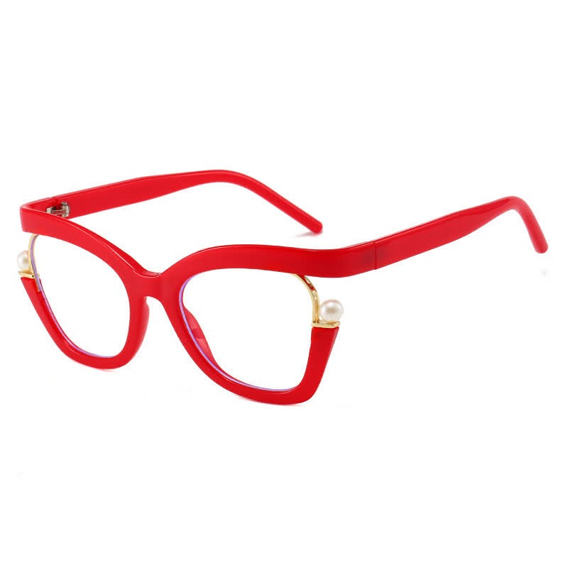 Spykay™ EG26758 Anti-blue Light Pearl Decor Irregular Oversized Eyeglasses - Red - image 13