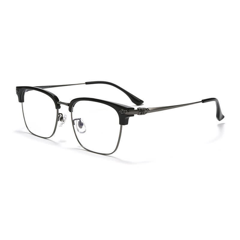Spykay™ EG26934 Square Titanium Frame Anti-blue Light Browline Chrome Heart Glasses - Black/Grey - image 5