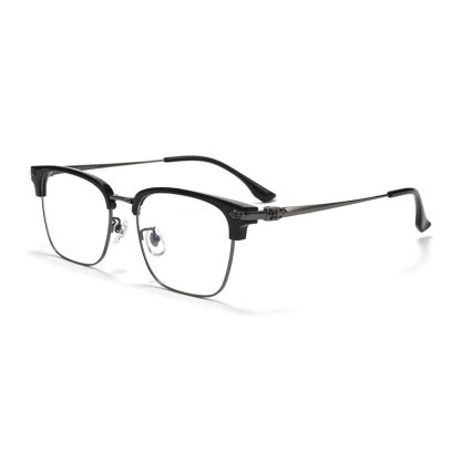 Spykay™ EG26934 Square Titanium Frame Anti-blue Light Browline Chrome Heart Glasses - Black/Grey - image 5