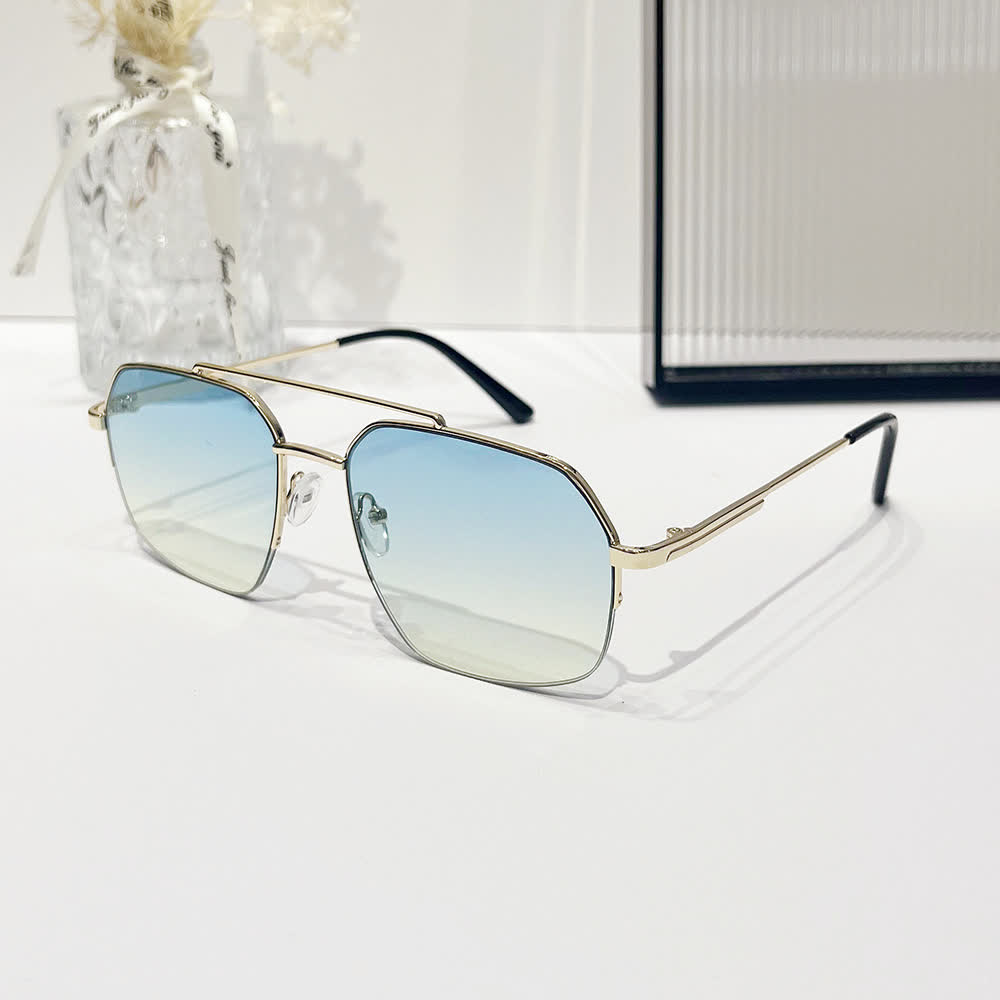 Spykay™ SG61052 Trendy Retro Semi-Rimless Double Bridges Aviator Sunglasses - image 8