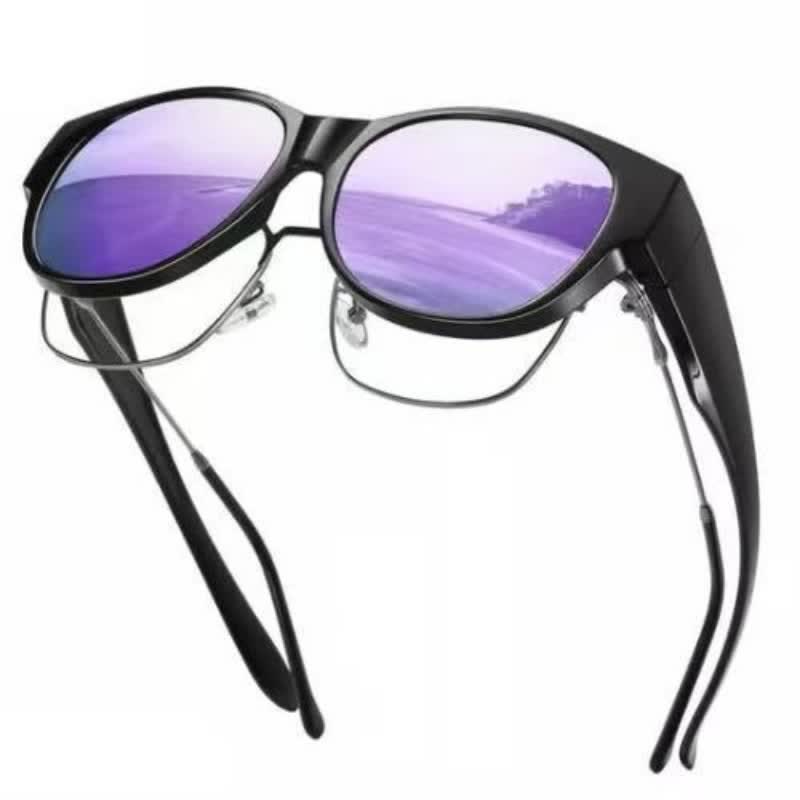 Spykay™ SG60901 Polarized Round Frame Driving Sunglasses Fit Over Glasses for Women Men - Black/Purple - image 17