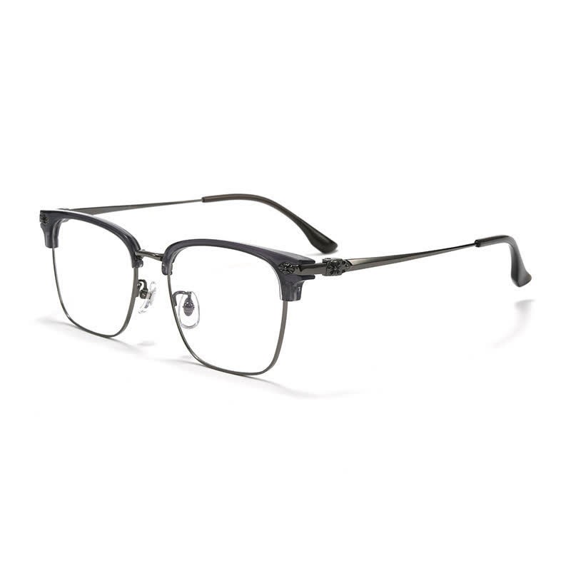 Spykay™ EG26934 Square Titanium Frame Anti-blue Light Browline Chrome Heart Glasses - Grey - image 6