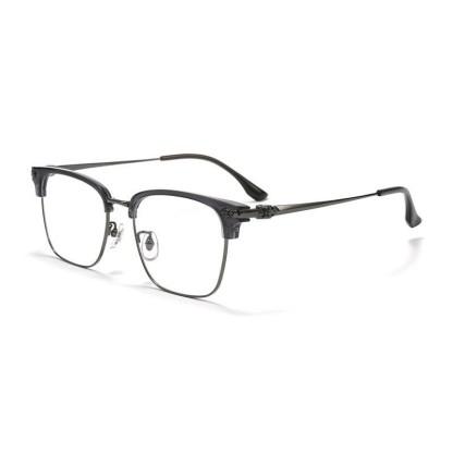Spykay™ EG26934 Square Titanium Frame Anti-blue Light Browline Chrome Heart Glasses - Grey - image 6