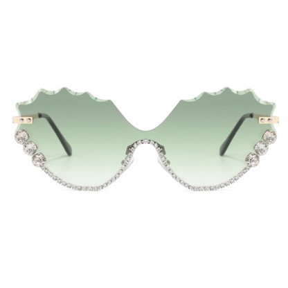 Spykay™ SG60838 Rhinestone Decor Wave Frame Oversized Rimless Sunglasses