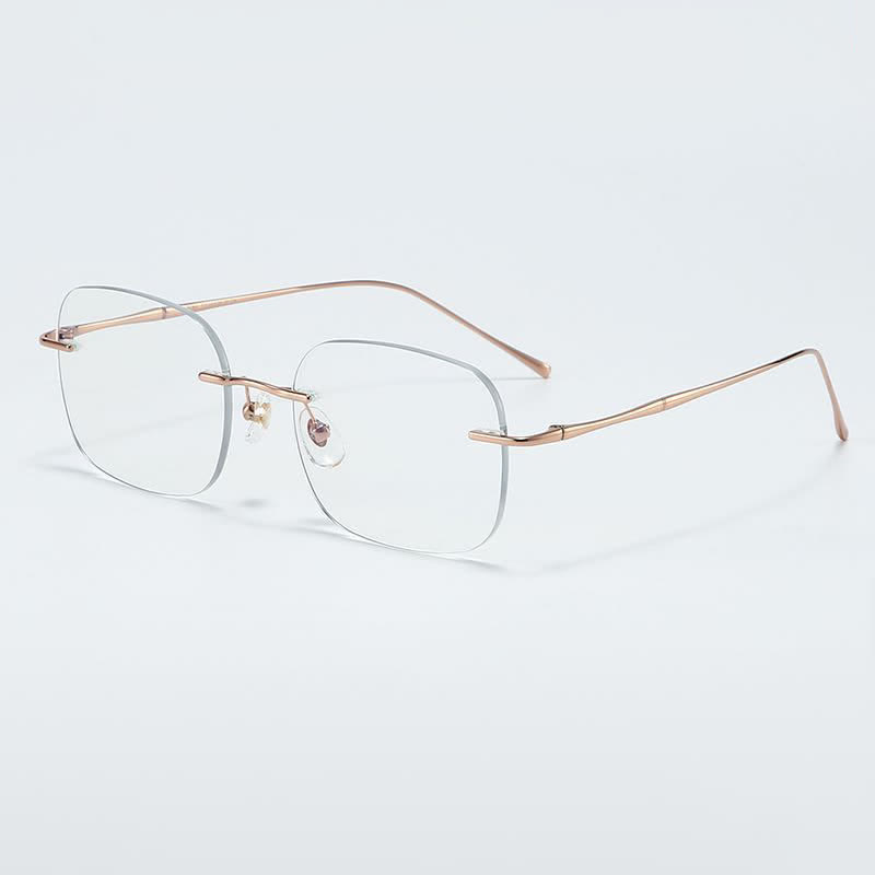 Spykay™ EG26850 Square Titanium Frame Anti-blue Light Hipster Rimless Glasses - Rose Golden - image 7