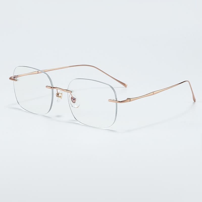 Spykay™ EG26850 Square Titanium Frame Anti-blue Light Hipster Rimless Glasses - Rose Golden - image 7