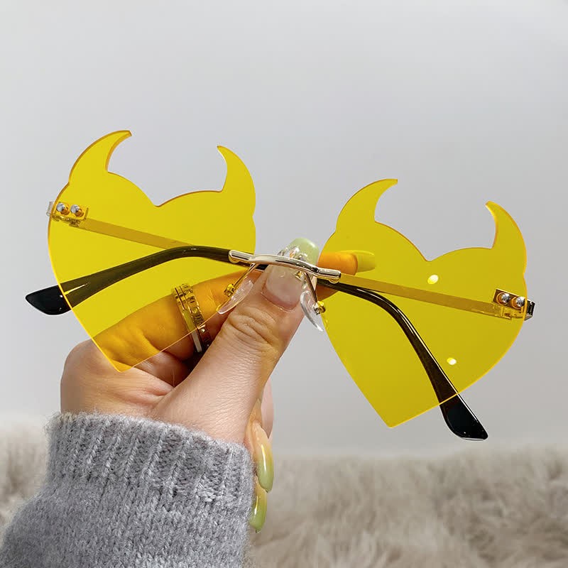 Spykay™ SG60991 Halloween Rimless Devil Horns Heart Sunglasses for Women Men - image 19