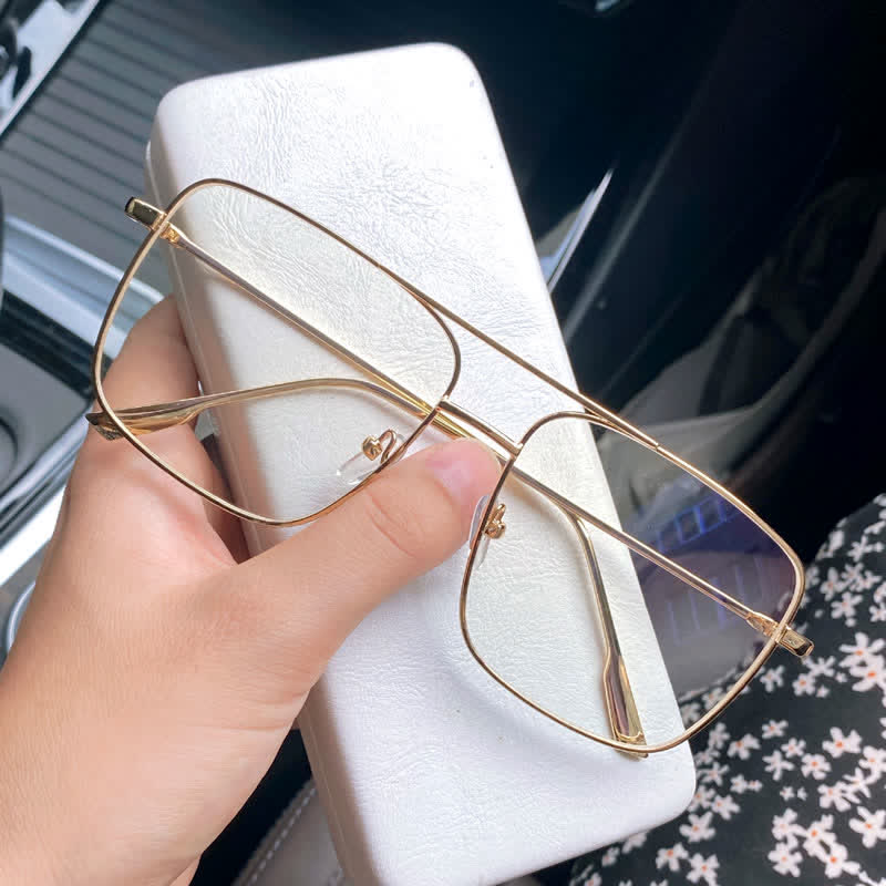 Spykay™ EG26775 Retro Classic Square Frame Double Bridges Glasses - Golden - image 3