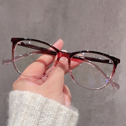Spykay™ EG1012 Women's Round PC Frame Personality Fashion Clear Lens Glasses With Gradient Tint Clear Glasses Accessories - Red - image 10