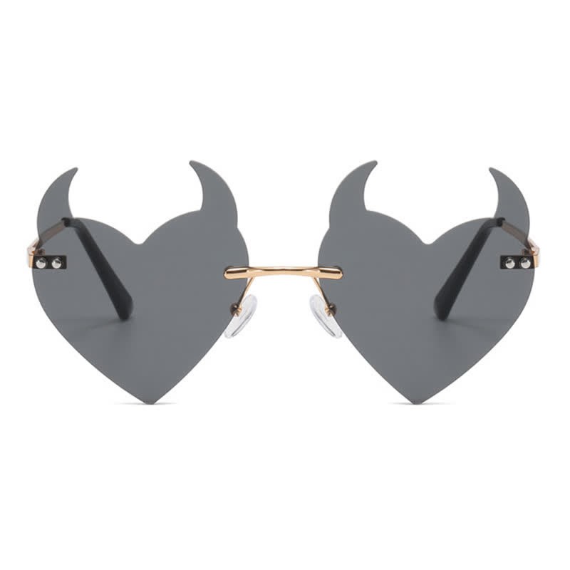 Spykay™ SG60991 Halloween Rimless Devil Horns Heart Sunglasses for Women Men - image 9