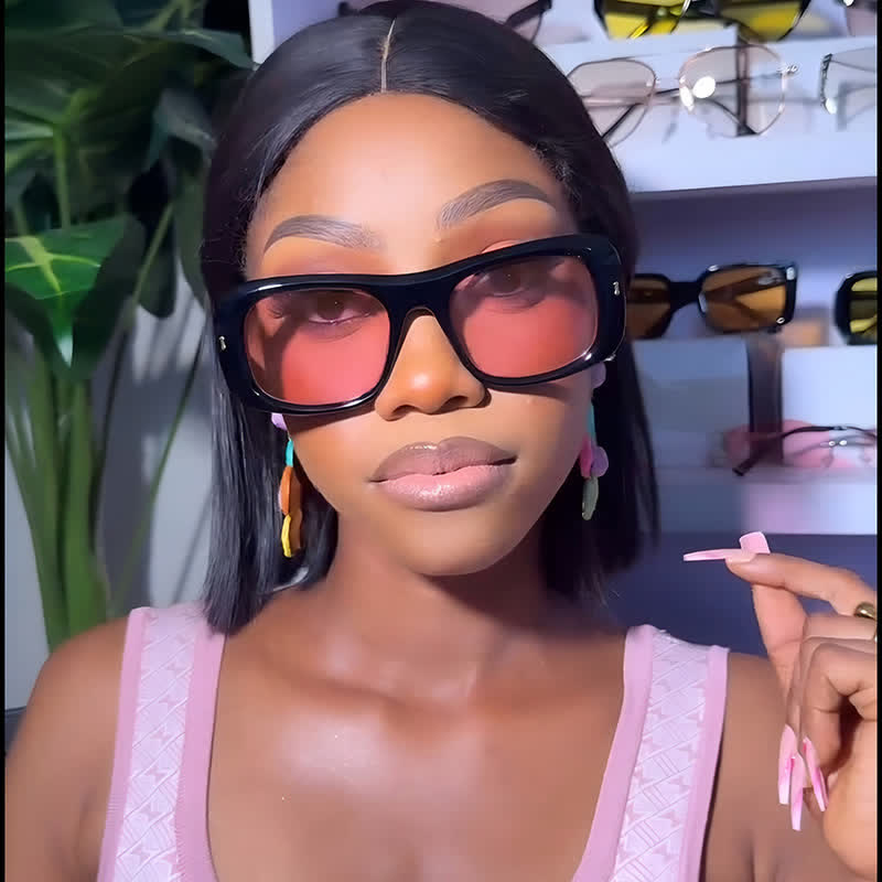 Spykay™ SG60905 Arrow Decor Square Frame Thick Sunglasses