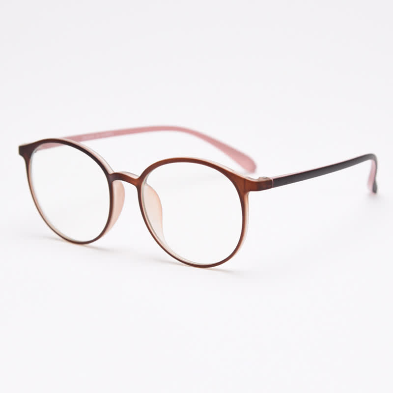 Spykay™ EG26865 Large Round Frame Anti-blue Light Simple Classic Lightweight Glasses  - Matte Brown/Pink - image 17