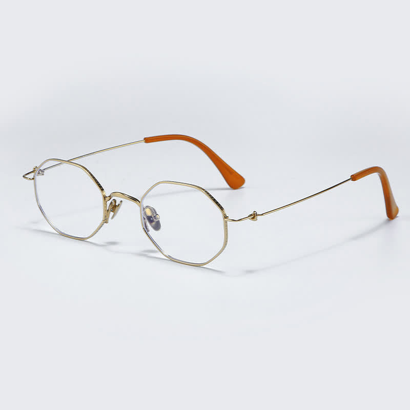 Spykay™ EG26854 Geometric Titanium Frame Anti-blue Light Simple Glasses - Golden - image 5