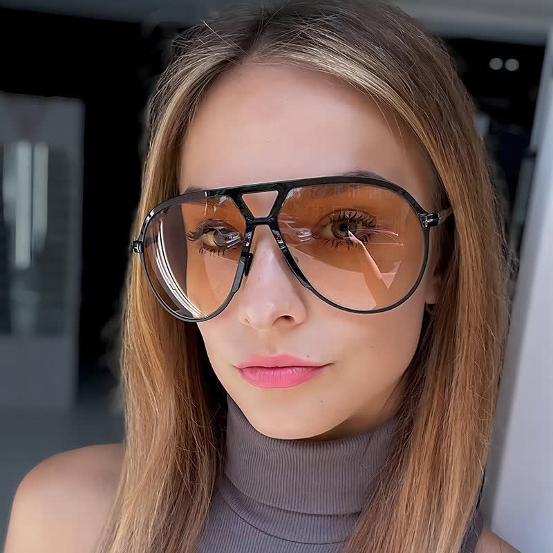 Spykay™ SG60858 Double Bridges 'T' Design Oversized Frame Hipster Aviator Sunglasses