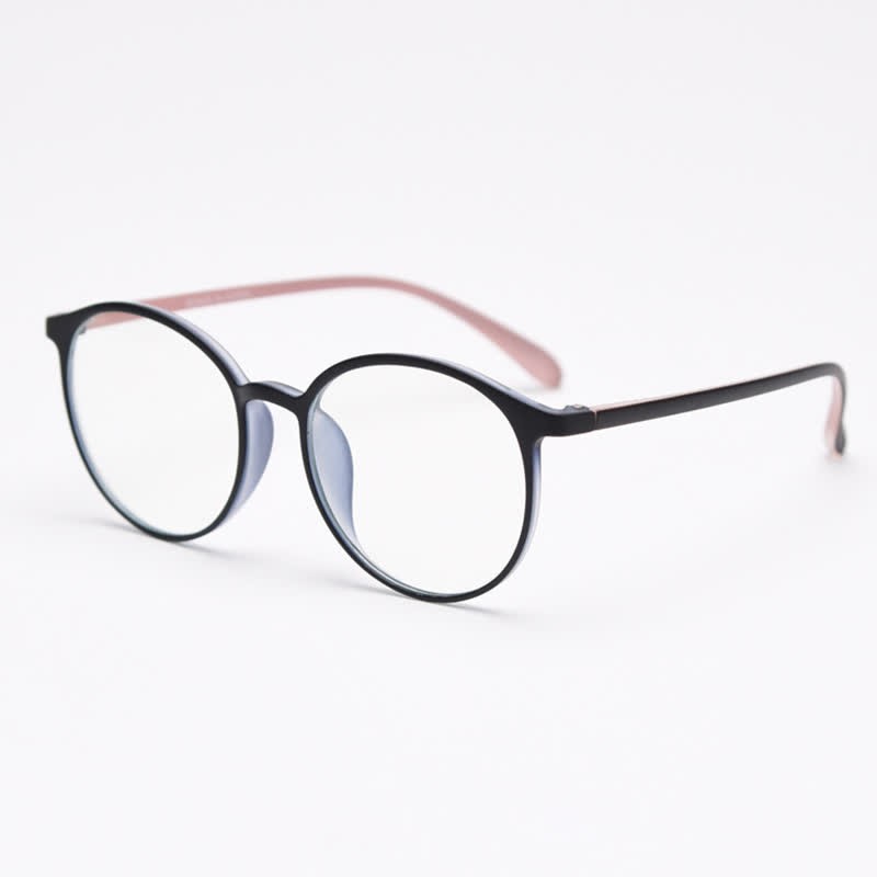 Spykay™ EG26865 Large Round Frame Anti-blue Light Simple Classic Lightweight Glasses  - Black/Pink - image 13