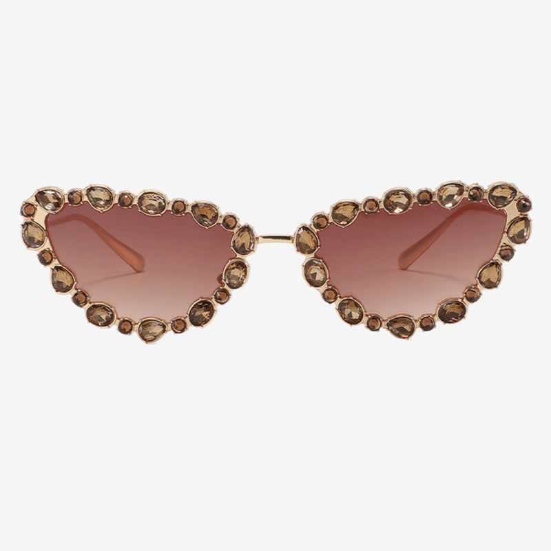 Spykay™ SG60894 Vintage-Retro Rhinestone Decor Cat-Eye Oversized Sunglasses