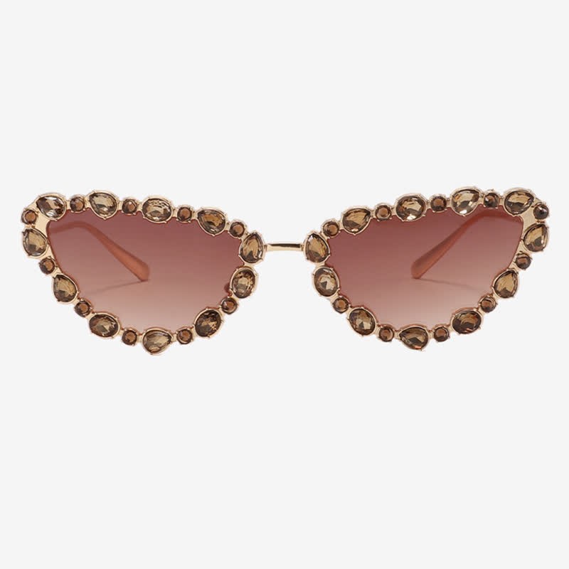 Spykay™ SG60894 Vintage-Retro Rhinestone Decor Cat-Eye Oversized Sunglasses