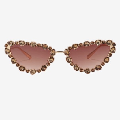 Spykay™ SG60894 Vintage-Retro Rhinestone Decor Cat-Eye Oversized Sunglasses