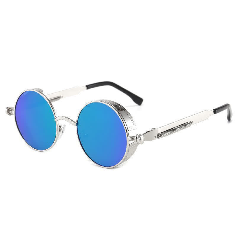 Spykay™ SG60945 Retro Punk Round Frame Spring Temples Sunglasses - Silver/Blue - image 25