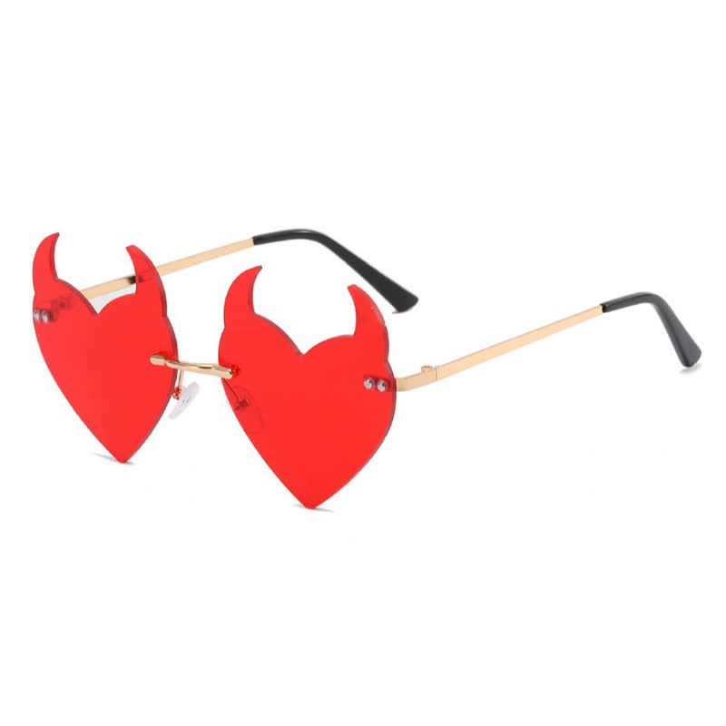 Spykay™ SG60991 Halloween Rimless Devil Horns Heart Sunglasses for Women Men - Red - image 5