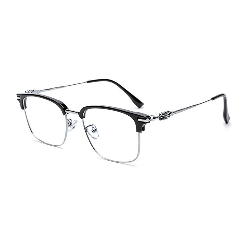 Spykay™ EG26924 Retro Gothic Cross Unisex Square Frame Anti-blue Light Browline Glasses - Black/Golden - image 9