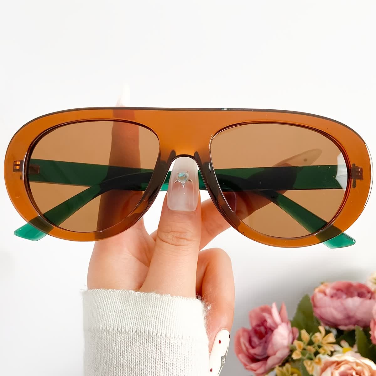 Spykay™ SG60879 Unsiex Vintage Small Aviator Sunglasses - Brown/Green - image 34