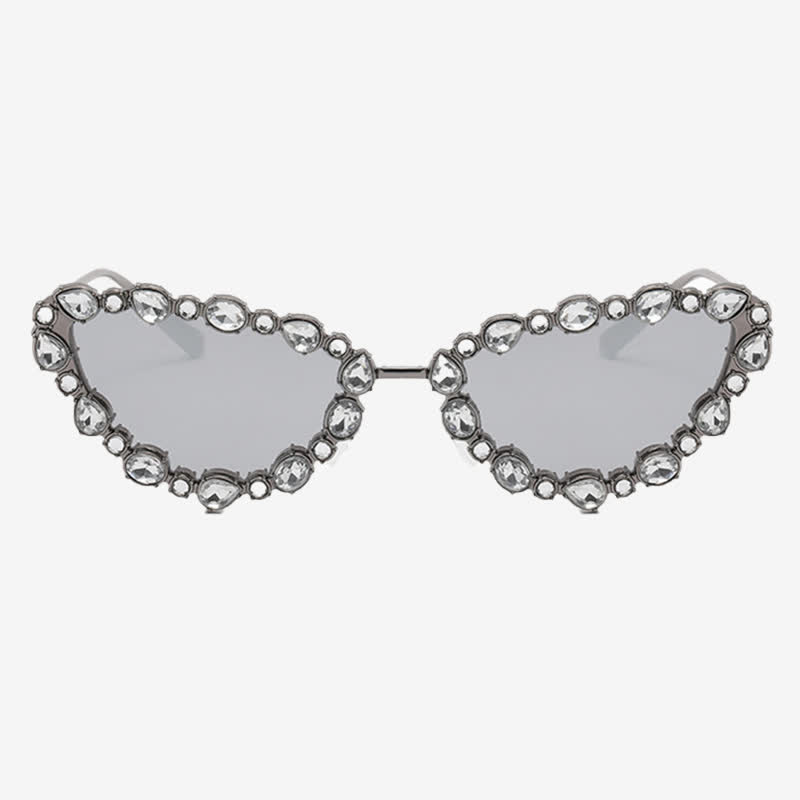 Spykay™ SG60894 Vintage-Retro Rhinestone Decor Cat-Eye Oversized Sunglasses