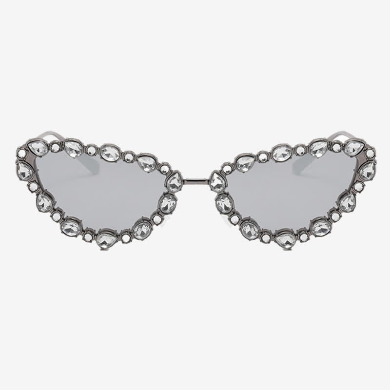 Spykay™ SG60894 Vintage-Retro Rhinestone Decor Cat-Eye Oversized Sunglasses