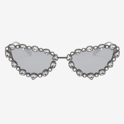 Spykay™ SG60894 Vintage-Retro Rhinestone Decor Cat-Eye Oversized Sunglasses