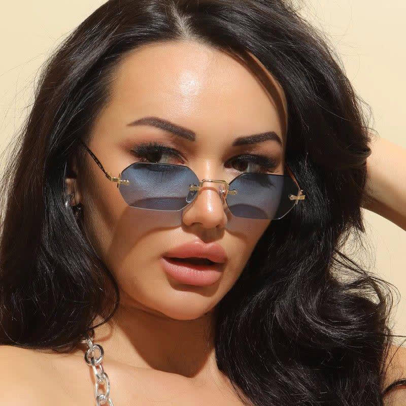 Spykay™ SG60884 Geometric Rimless Metal Temples Sunglasses