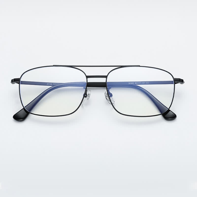Spykay™ EG26851 Vintage Square Titanium Frame Anti-blue Light Double Bridges Glasses - image 9