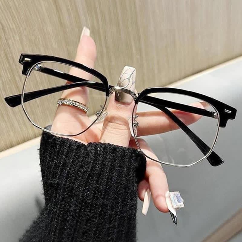 Spykay™ EG26807 Semi-Rimless Square Frame Anti-blue Light Browline Glasses - Silver - image 8