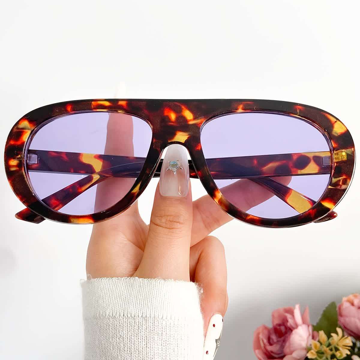 Spykay™ SG60879 Unsiex Vintage Small Aviator Sunglasses - Leopard/Purple - image 31